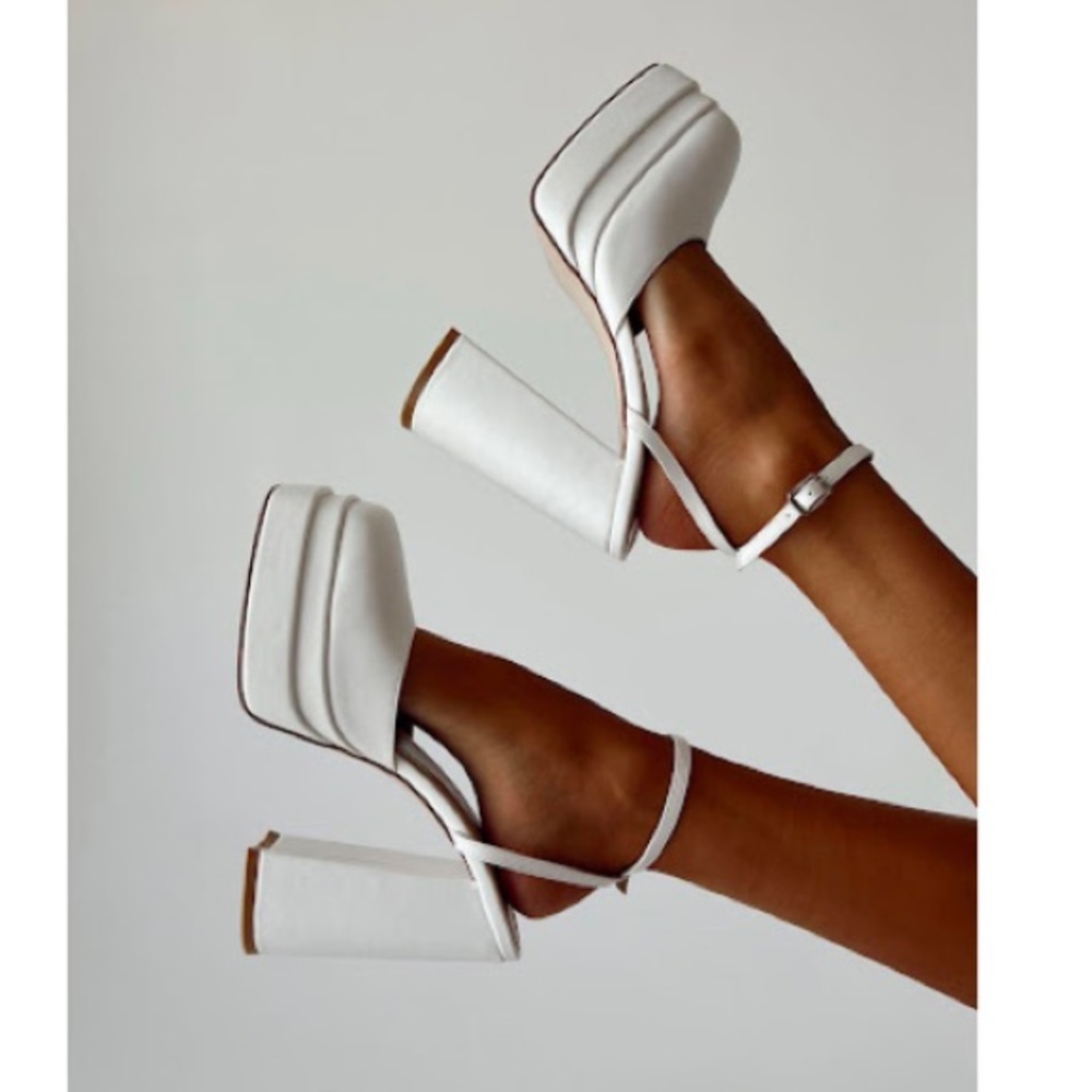 Princess Polly Alto Platform Heels Matte White